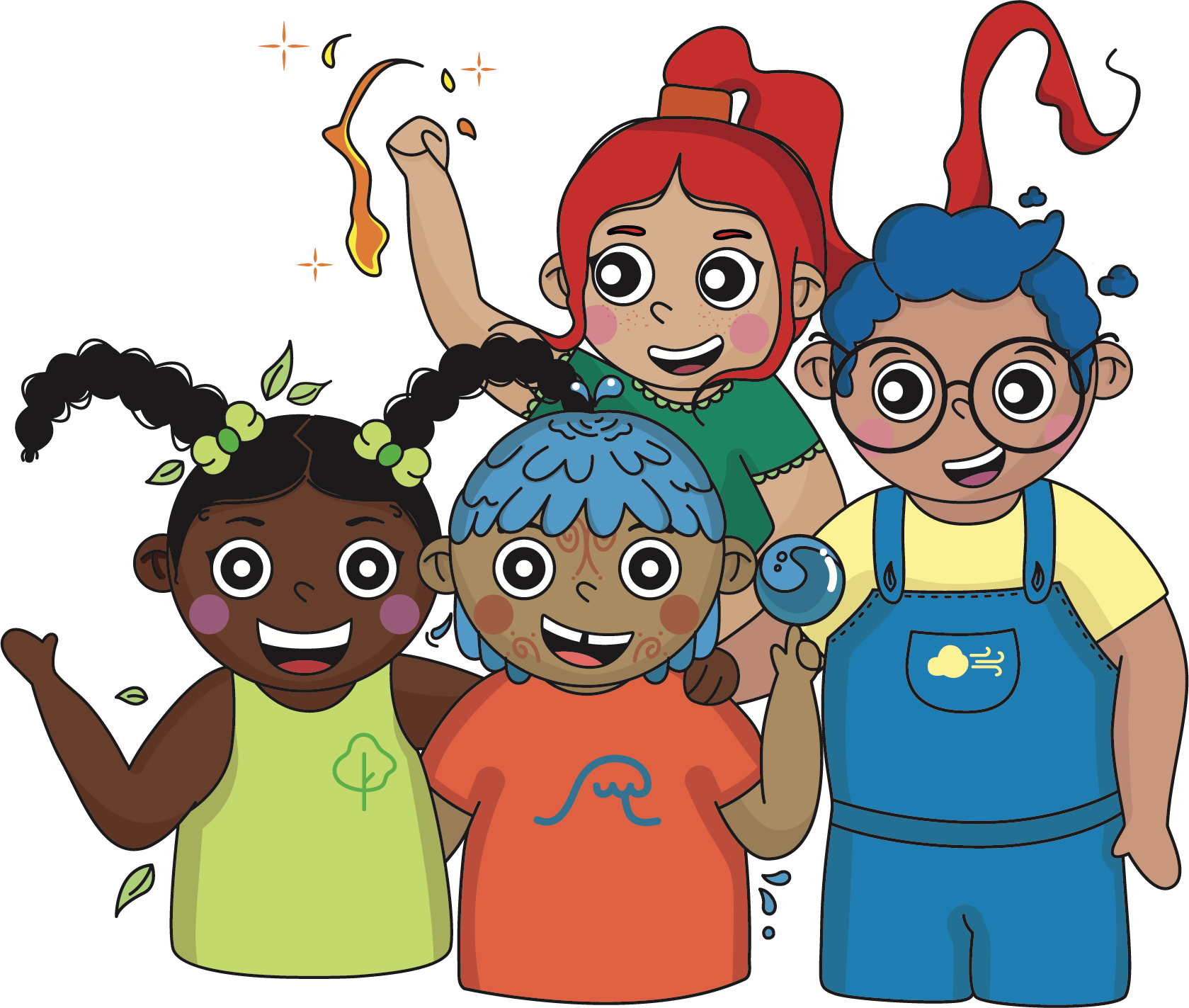 Los 4 niños y niñas juntos